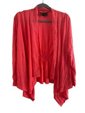 vintage Dana Buchman Womens M Red Open Front Cardigan Shrug 65% Polyester 35% Ra